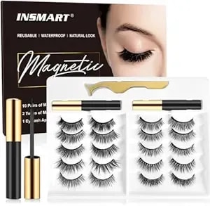 10 Pairs Magnetic Eyelashes With Magnetic Eyeliner Kit Upgraded 3d 5d Eyelash Magnetic Lashes With Tweezers & 2 Tubes Of Magnetic Eyeliner, Reusable, No Glue