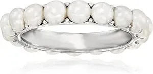Ross-Simons 3.5mm Cultured Pearl Eternity Band In Sterling Silver. Size 9