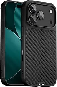 Mous For Iphone 17 Pro Max Case, Compatible With Magsafe - Limitless - Protective Carbon Fibre Cover For Iphone 17 Pro Max - Shockproof, Full Camera Protection, Anti-Scratch Back, Black