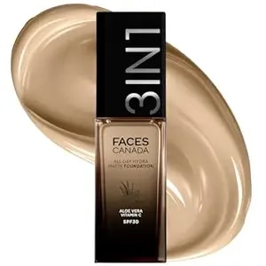 Facescanada All Day Hydra Matte Foundation With Spf 30 - Absolute Ivory - 3-In-1 Foundation Moisturizer Sunscreen - Oil Free With Vitamin C - 0.85 Fl Oz (25ml)