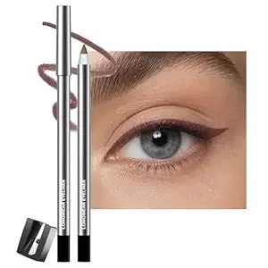 Plum Brown Gel Eyeliner Pencil For Mature Eyes, Smooth Gentle Texture No Pulling, Waterproof Smudge-Proof High Pigment Liner, Long Lasting Daily Eye Makeup For Older Women With Sharpener