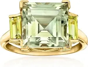 Ross-Simons 5.00 Carat Prasiolite And .80 Ct. T.W. Peridot Ring In 18kt Gold Over Sterling