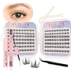 Lash Extension Kit Diy Lash Clusters Kit Eyelash Extensions Individual Lashes Extensions With (Bond,Seal,Tweezers,Remover,140pcs,Ice Glow,10-14)