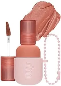 I'M Meme Color Key Ring Velvet Lip Tint - 01 Rosy Beige - Long Lasting Lip Stain, Matte Finish, Smooth Texture, Kbeauty, Cute Korean Makeup, Compact, Portable Keychain, Travel-Friendly, Gift, 2.8g