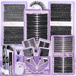 Diy Lash Cluster Kit – 1184pcs 40d-100d Natural Soft Cluster Lashes 8-18mm D Curl With Lash Bond&Seal Remover Tweezere Lash Curler All Tools In One Box