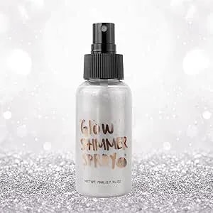 Body Glitter Spray For Hair & Face - Shimmer Makeup Spray With Glitter For Women & Kids, Non-Sticky Glitter Hairspray For Parties, Halloween & Cosplay, Lasting Sparkle 2.7 Fl Oz（White）