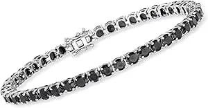 Ross-Simons 12.00 Ct. T.W. Black Spinel Tennis Bracelet In Sterling Silver