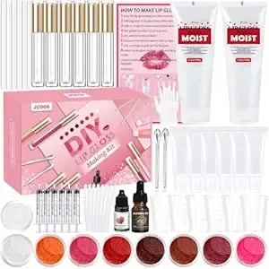 Jcoos Diy Lip Gloss Kit, Lip Gloss Making Kit, Lipgloss Making Kit Make Your Own Lip Gloss Making Supplies, Shimmery Lipgloss Base, Empty Tubes, Jojoba Oil, Women Teen Girl Gifts Trendy Stuff