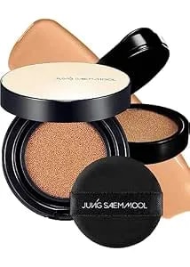 Jung Saem Mool Essential Skin Nuder Longwear Cushion 0.98 Fl Oz, Refill Included, 24h Lasting Cushion Foundation With High Coverage, Semi-Matte Natural Finish, Korean Foundation Makeup (Medium Deep)