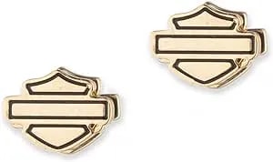Harley-Davidson Women'S Medium Bar & Shield Stainless Steel Stud Earrings, Gold
