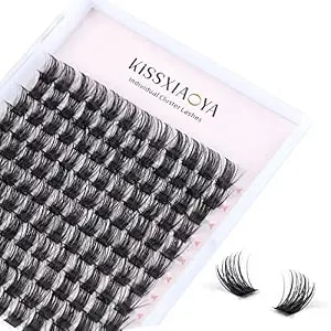 Kissxiaoya Cluster Lashes Extensions, 144pcs Individual Cluster Lashes D Curl 14mm, Wide Stem Cluster Eyelashes Soft Natural False Eyelashes Cluster Diy Eyelash Extension At Home (144pcs, 14mm)