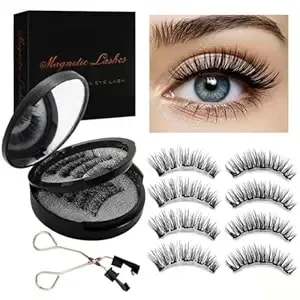 Magnetic Eyelashes With Applicator, 4-Pairs Natural Look Reusable False Lashes For Effortless Wearing, No Glue Needed & Comfortable All-Day Wear