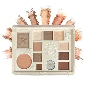 K'Apeine Nude Eyeshadow Palette, Embossed 12colors Eyeshadow Palette With Blush, Contour, Highlighter All In One Disc Makeup Kit Matte&Glitter Eyeshadows Multi-Use Eye Shades Palette For Natural Look