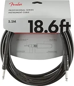 Fender Professional Series Instrument Cable, Guitar Cable, Guitar Accessories, Straight/Straight, Black, 18.6ft