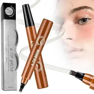 2pc Microblading Eyebrow Pencil,2026 Upgraded 4 Tipped 3d Waterproof Brow Pencil With,Micro-Fork Tip Easy To Create A Natural Makeup Look, Suitable For All Day Use (Light Brown)