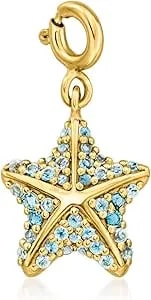 Ross-Simons 0.30 Ct. T.W. Swiss And London Blue Topaz Starfish Charm In 18kt Gold Over Sterling