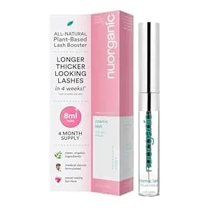 Nuorganic 'Cosmic Lash' Eyelash Growth Serum, Lash Boosting Peptides, Plant Stem Cell Science, Natural Clean Ingredients, Prostaglandin Free, Cruelty Free, Vegan, 4 Months 8ml / 0.3 Fl Oz