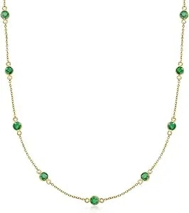 Ross-Simons 2.20 Ct. T.W. Emerald Station Necklace In 18kt Gold Over Sterling