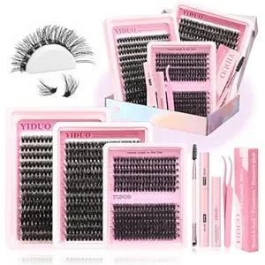 Yiduo Eyelash Extension Kit With 2x Bond&Seal 10-20mm 60d+80d+100d Volume 3d Lash Clusters Kit 3 Styles 760pcs Wispy Natural Soft Diy Individual Lash Clusters Kit Box For Beginners