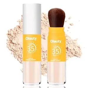 Mineral Powder Sunscreen For Face & Scalp,Spf 35,Brush On Sunscreen Setting Powder,Beach Essentials,Oil Control Hair Sunscreen Face Powder Travel Size,Lasting Lightweight Breathable (#02 Medium)