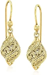 Ross-Simons 18kt Gold Over Sterling Filigree Drop Earrings