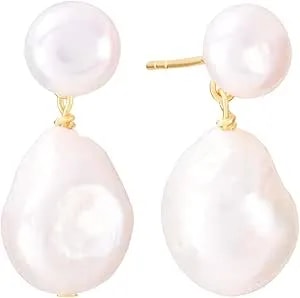 Amazon Essentials Plated Simluated Pearl Hoop Earrings