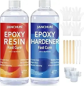 Janchun Crystal Clear Epoxy Resin Kit 16oz, Bubble-Free, Anti-Yellowing, Self Leveling Easy Mix 1:1 Coating And Casting Resin For Table Top, Molds, Tumbler Crafts, Painting, Jewelry, Diy Gifts