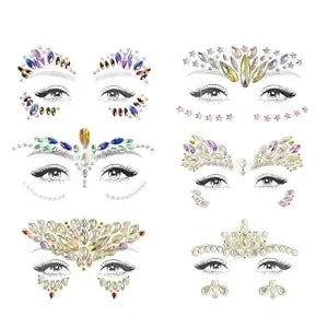 Face Jewels Face Gems Stick On Self Adhesive Rhinestones For Makeup Music Festival Costumes