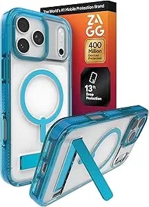 Zagg Santa Cruz Snap Case With Kickstand For Iphone 17 Pro Max - Tranquil Blue, Drop Protection (13ft/4m), Magsafe Charging Compatible, Anti-Yellowing Technology, Scratch Resistant Phone Case
