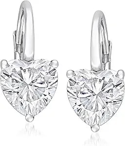 Ross-Simons 4.00 Ct. T.W. Moissanite Heart Earrings In Sterling Silver