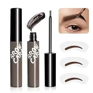 Peel Off Eyebrow Tint - Eyebrow Gel Easy Peel Off With Eyebrow Stencils, Tinted Brow Gel 3 Days Duration Waterproof & Smudge-Proof Brow Tint Makeup Gifts For Women (Gray Brown)