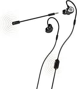 Steelseries Tusq Gaming Earphones With Detachable Microphone Noise Cancelling For PC/PS/Switch/Smartphone,Ear-Hook,Black,3 Settings To Fit Your Ear Size