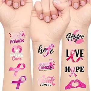 70pcs Pink Ribbon Breast Cancer Awareness Tattoo Sticker Foundation/Event/Walk/Run