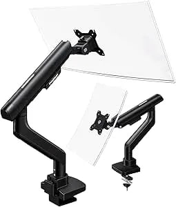 Flexispot Single Monitor Arm, Premium Aluminum Monitor Desk Mount Fits Screen Up To 35 Inches, Fully Adjustable Monitor Stand With C-Clamp & Grommet Base, Holds 6.61 To 26.46 Lbs, Black