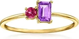 Ross-Simons Pure Collection 0.20 Carat Amethyst And .10 Carat Rhodolite Garnet Toi Et Moi Ring In 14kt Yellow Gold. Size 5