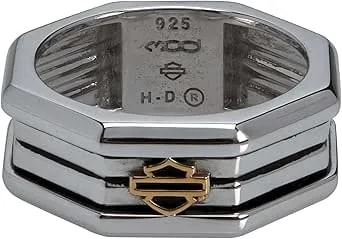Harley-Davidson Women'S Revolve Octagon B&S Band Ring - Sterling Silver