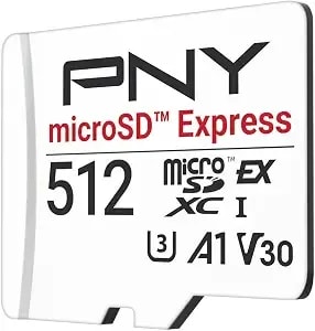 Pny 512gb Microsd Express u3 v30 a1 Microsdxc Flash Memory Card, Uhs-I