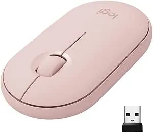 Logitech Pebble Wireless Mouse With Bluetooth Or 2.4 Ghz Receiver - Pink Rose
