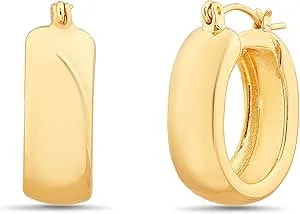Nautica 25 Mm Chunky Hoop Earrings For Women 14k Yellow Gold Plated Alloy