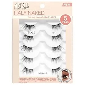 Ardell Naked Half Lashes 434 – Delicately Handcrafted Half Eyelashes Wispy Cat Eye Lashes Strips Fake Eyelash Strip For Natural Lift, 5 Pairs, 1 Pack