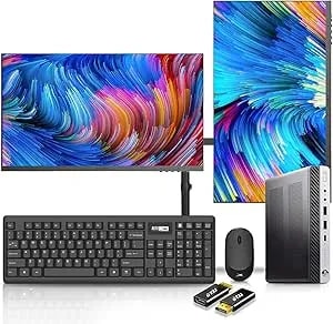 Hp Elitedesk 800 g4 Dm Dual 22 Inch Computer Monitors And Mount Bundle, Intel i5-8500,16gb Ram 512gb Nvme Ssd,Wifi,Windows 11 (Renewed)