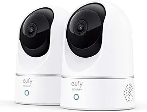 Eufy Security Indoor Cam e220 2-Cam Kit, 2k Security Indoor Camera Pan & Tilt, Plug-In Camera With Wi-Fi, Human & Pet Ai, Voice Assistant Compatibility, Motion Tracking, Homebase 3 Compatible