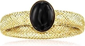 Ross-Simons Italian Black Onyx Mesh Ring In 14kt Yellow Gold