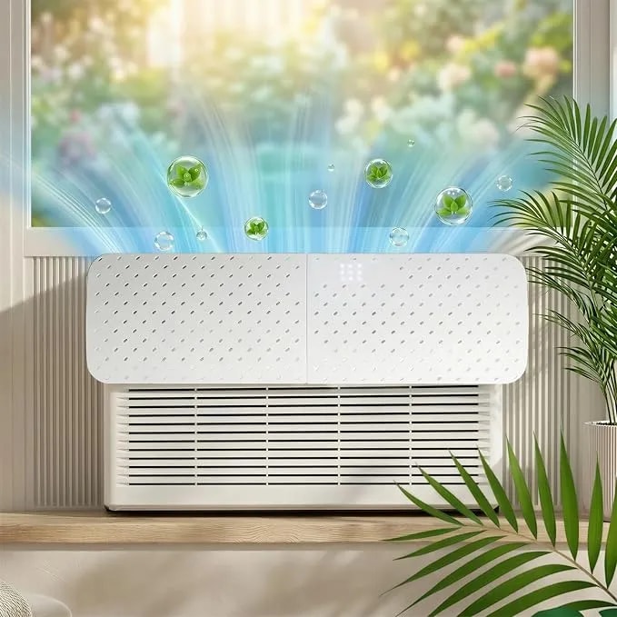 Airflow Pro Cool & Pure Window Air Conditioner Deflector With Negative Ion Purifier, Adjustable Ac Vent Deflector For Mini Split & Window Units, Universal Abs Air Vent Deflector To Prevent Direct Blow