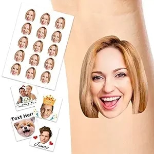 Personalized Temporary Tattoos, Custom Any Photo Tattoos For Birthday Wedding Bachelorette Party, 1 Set Of 15 Pieces Customized Tattoos Temporary