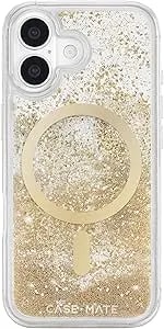 Case-Mate Iphone 17 Case [Compatible With Magsafe] - Liquid Glitter Phone Case With 12ft Drop Protection - Premium Magnetic Cover For Iphone 17 - Gold Waterfall