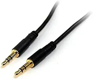 Startech.Com 6 Ft Slim 3.5mm Stereo Audio Cable - M/M - 3.5mm Male To Male Audio Cable For Your Smartphone, Tablet Or mp3 Player (mu6mms) Black - 3.5mm Male To Male Audio Cable For Your Smartphone, Tablet Or mp3 Player