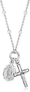 Ross-Simons Italian Sterling Silver Religious Charm Necklace. 18 Inches