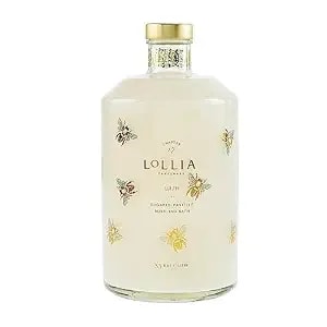 Lollia Wish Bubble Bath, 33.8 Fl Oz / 1 L, - Vanilla Bean, Jasmine Leaves & Sugar Cane Scent, Luxury Hydrating & Relaxing Bubble Skin Care For Women, Glass Bottle