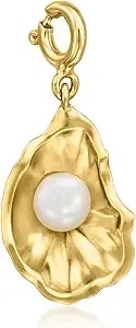 Ross-Simons 5-5.5mm Cultured Pearl Oyster Shell Charm In 18kt Gold Over Sterling